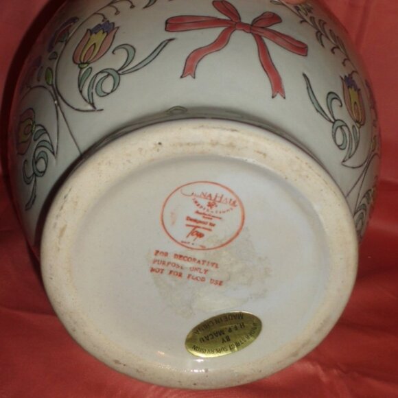 SUPER RARE-BEAUTIFUL NA HALL 12" ASIAN VASE-ETCHED,GLAZED BY HAND-EXCELLENT! - Picture 4 of 4
